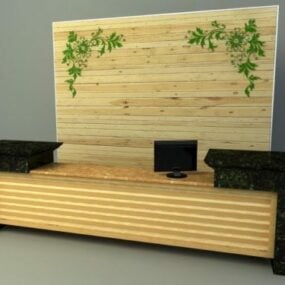 Modello 3d di design del bancone in stile legno
