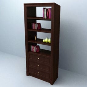 European Classic Bookcase Glass Door 3d model