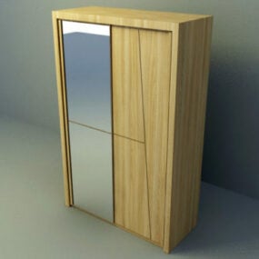 Wood Wardrobe With Mirror 3d model