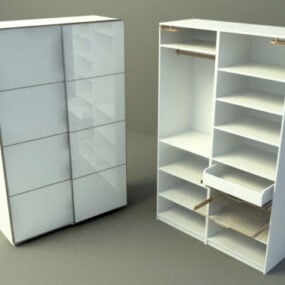 白色中密度纤维板衣柜3d模型