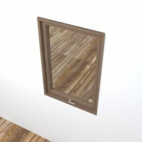 Model 3D okna ze szkła łazienkowego z drewna