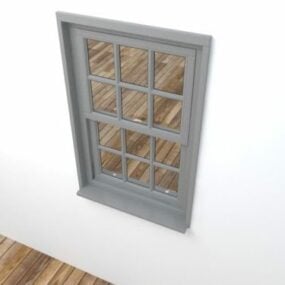 Modelo 3d de janela com moldura cinza para casa