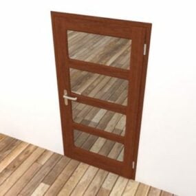 3D model kancelářských dřevěných skleněných dveří