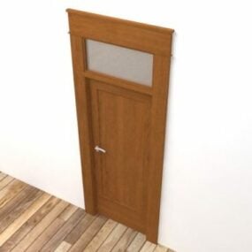 Drzwi do domu ze szklanymi oknami Model 3D