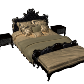เตียงโบราณแบบยุโรปแบบ 3 มิติ