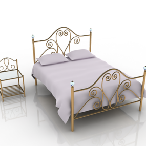 Antyczne żelazne łóżko V1 Model 3D