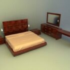 Wooden Bed Furnishing With Dressing Table