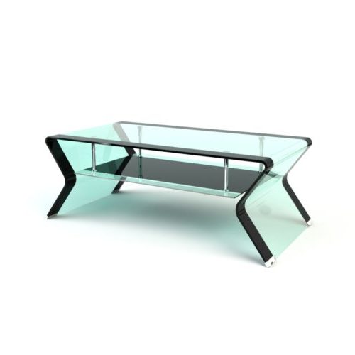 Table basse en verre de forme courbée