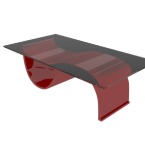 ガラスコーヒーテーブル湾曲脚3Dモデル