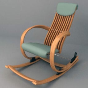 Nội thất ghế bập bênh bằng gỗ mô hình 3d