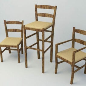 3д модель набора стульев