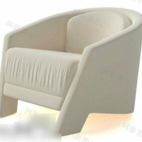 Simple Curved Sofa Chair White Color 3d model