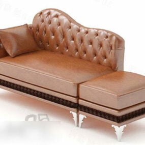Lounge Sofa Brown Leather V1 3d model