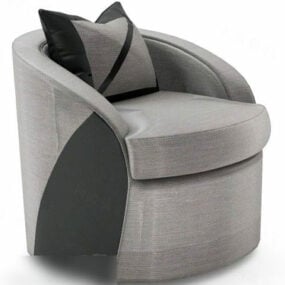 Mẫu ghế sofa vải tròn màu xám 3d
