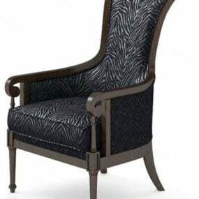 เก้าอี้โซฟาหนังสีดำวินเทจแบบ 3 มิติ