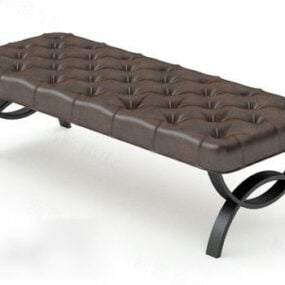 Brązowa skórzana sofa z metalową ramą Model 3D