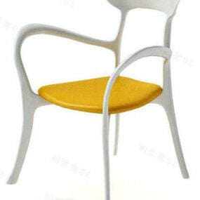 Proste krzesło z żółtą podkładką Model 3D