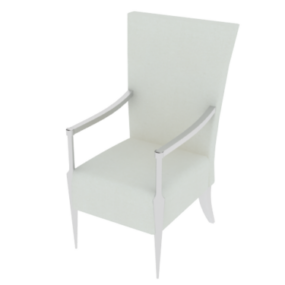 Krzesło z wysokim oparciem, pomalowane na biało Model 3D