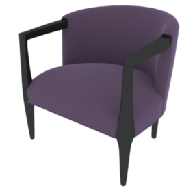 1д модель дивана-кресла из фиолетовой ткани V3