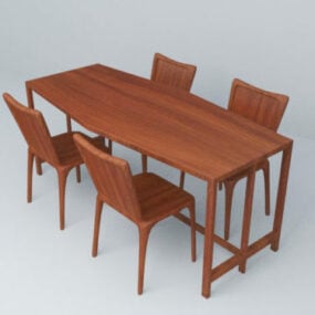 长方形餐桌椅3D模型