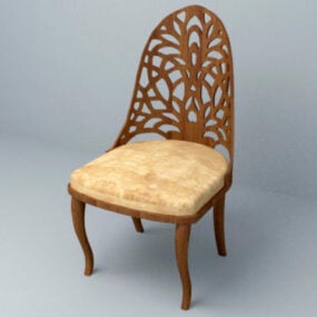3д модель антикварного стула с резьбой по спинке