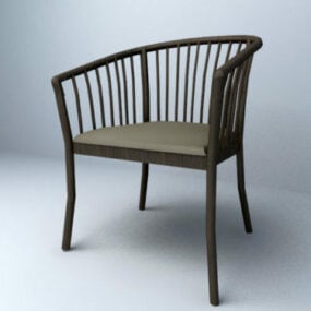 Modern Wood Chair Wire Style 3d model