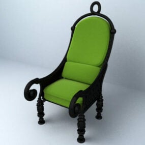 Antique Chair Black Wood 3d model