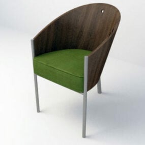 3D-Modell eines modernen Stuhls mit Kunststoffrücken für den Außenbereich