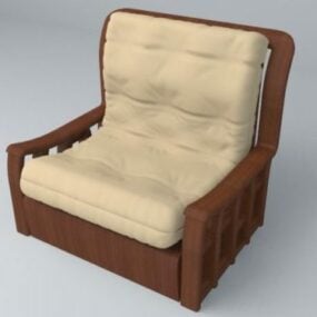 تنجيد كرسي أريكة بإطار خشبي نموذج ثلاثي الأبعاد