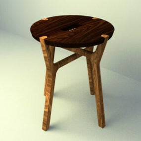Wooden Chair Stool 3d model