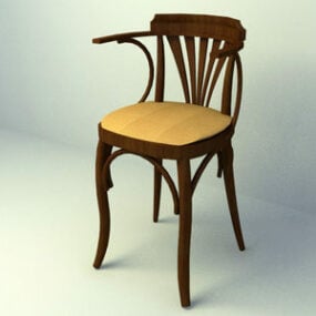 เก้าอี้ผับไม้วินเทจแบบ 3 มิติ