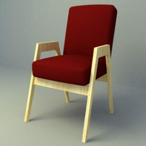 Wooden Fabric Chair Common Style 3d model