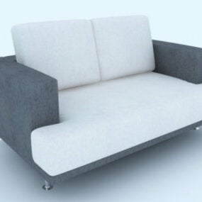 2-Sitzer-Sofamöbel in Grau und Weiß, 3D-Modell