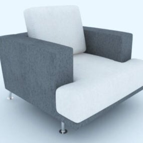Grå og hvid enkelt sofa 3d-model