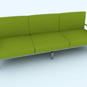 3 מושבים ריהוט ספה ירוקה דגם תלת מימד