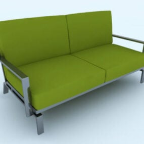 2 Seaters Green Sofa 3d model