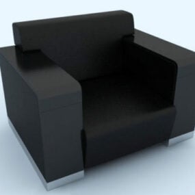 Sofá individual negro modelo 3d