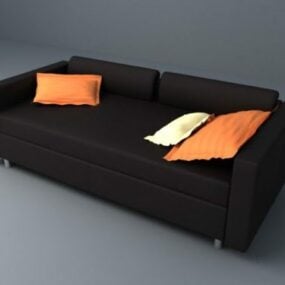 Sofa Hitam Dengan Furnitur Bantal model 3d
