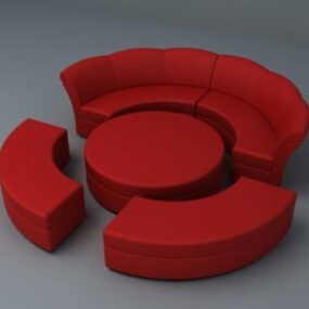 Rød sofa cirkelformet møbel 3d-model