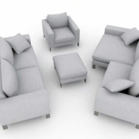 White Sofa Set 3d model