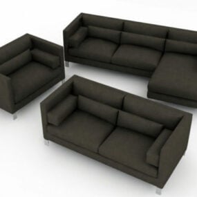 Black Leather Sofa Sets 3d model