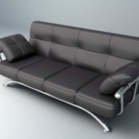 Sofa Mewah Kulit Hitam model 3d