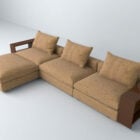 枕と茶色のソファ
