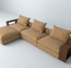 Brown Sofa With Pillows 3d model