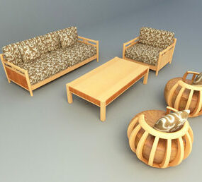 Sofá de madera para el hogar modelo 3d