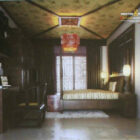 Asiatische klassische Massivholz Schlafzimmer Interieur