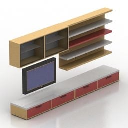 Modelo 3d de móveis interiores de rack de TV