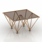 Glass Brass Square Coffee Table