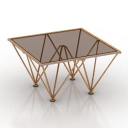 Glass Brass Square Coffee Table 3d model