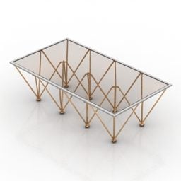 Brass Glass Rectangle Coffee Table 3d model
